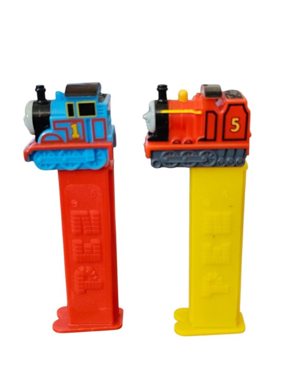 Thomas The Tank Engine Pez Collection Set Of 2 Red #5 And Blue #1 Trains Used - Picture 2 of 6